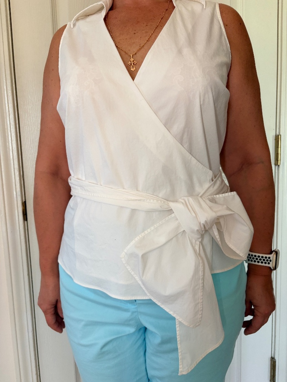 Ann Taylor V-neck Tie Waist Wrap Top.